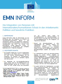 Die Integration von Personen mit internationalem/humanitärem Schutz in den Arbeitsmarkt: Politiken und bewährte Praktiken